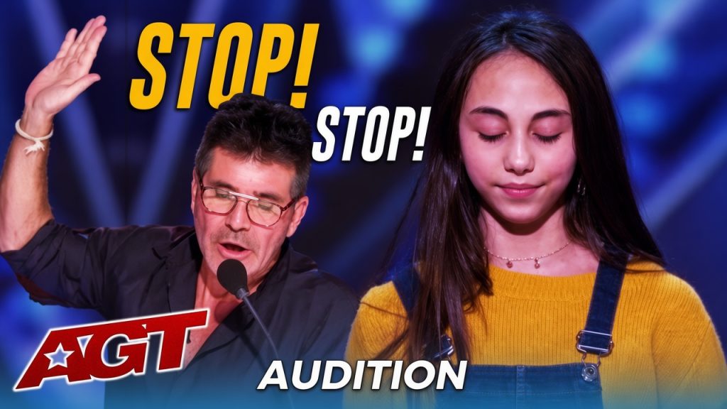 Ashley Marina singing during her America's Got Talent audition